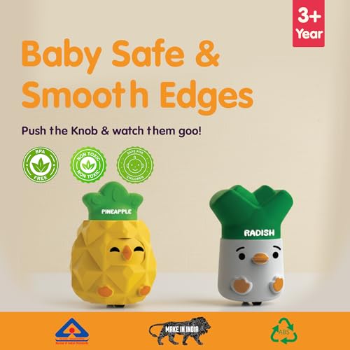 Image of Press & Go Veggie Runner Toy Pack of 2 for Kids with Colorful Radish & Pineapple Designs, Push and Go Action Toy Cars, Best Gift for Kids, 3+ Years
