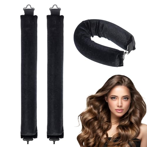 Patty Both Jumbo Velvet Heatless Hair Rollers for Overnight Curls,Black Large No-Heat Rods for for All Hair Types
