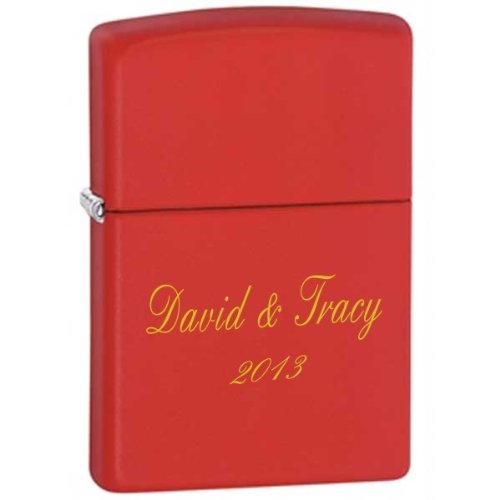 Personalized Matt Red Zippo Lighter - Laser Engraving - Christmas, Halloween & Valentines Day Gift