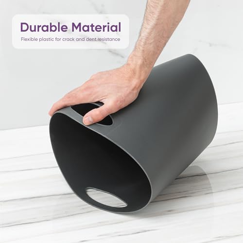 Image of Superio Slim Bathroom Trash Can 2 Gallon Grey Plastic Small Compact Waste Basket for Bedroom, Dorm, Under Office Desk Dustbin