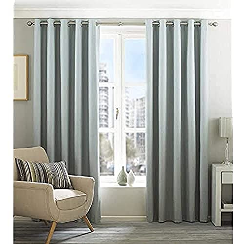 Eclipse Ringtop Eyelet Curtains (Pair) - Duck Egg Blue - Total Blackout Lining - Ready Made - 100% Polyester - Machine Washable - 229 x 229cm (90" x 90" inches) - Made by Riva Paoletti