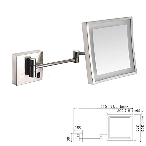 Miroir de maquillage mural LED nickel rechargeable USB