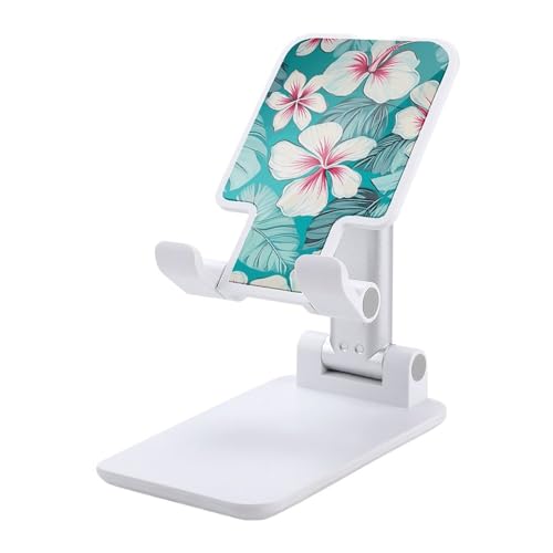 Support de téléphone de bureau réglable pour soulager le cou avec style hibiscus