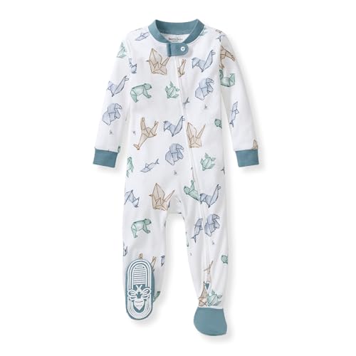 Burt\'s Bees Baby Baby Boys Pajamas, One-Piece Footed Sleeper PJs, Non-Slip Snug Fit for Infants 12, 18, and 24 Months
