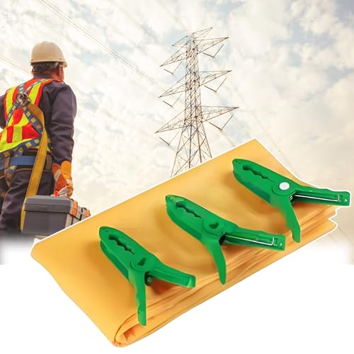 RENLXFI Insulating Blanket Electrical, Commercial High Low Voltage Electrician Safety Insulation Tools with 3 Clamp, Yellow Fireproof Welding Blankets(0.4KV,80x100cm(31 1/2x39 2/5in))