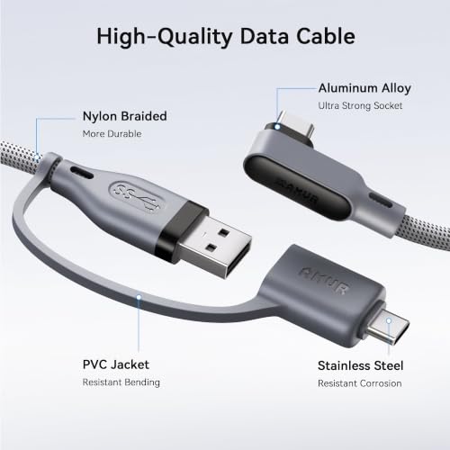 AMVR Link Cable 16FT for PCVR Compatible with Meta Quest 3/3S/2/Pico 4 Accessories, Nylon Braided Cable with USB 3.0 A to C Adapter for SteamVR/PCVR, High-Speed Max 5Gbps(Not Charging) — view 5