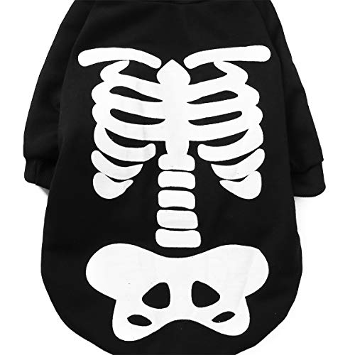 Coomour Halloween Dog Cat Skull Hoodies Glowing Skeleton Bones Costume Outfit For Dogs Cats (Xl) #TOP3