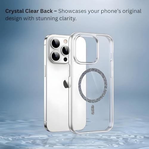 Image of AIBEX Back Cover Case Compatible with iPhone 13 Pro | Glitter Ring Cute Shiny Colorful Bling Case (Compatible with Magsafe) | Transparent PC+TPU Glossy Shiny Cover for Girls & Women - Black