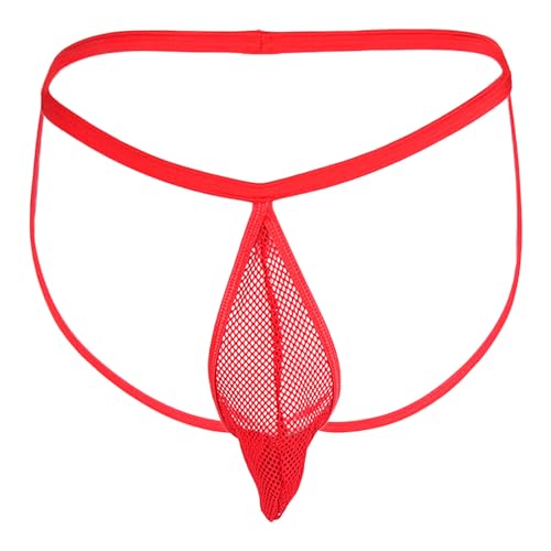 Men's thong, U-shaped, sexy underwear with double transparent mesh open crotch and exposed buttocks T-shaped pants