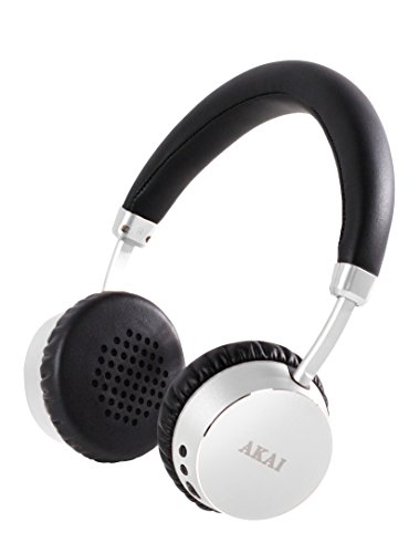 Akai Dynamx Wireless Headphones with Bluetooth Connection, Built in Microphone for iPhone, iPad, MP3 Players and Tablets - Silver