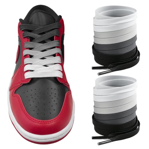 NDTEZUGT �c�[�g�[���V���[���[�X Air Jordan 1�X�j�[�J�[�p 8mm �� �t���b�g ��v �|���G�X�e�� �����p�C�R AJ1�V���[�Y�p, �u���b�N+�z���C�g, 47"/120cm