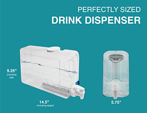 Arrow Cleara Water Filter Dispenser, 2.5 Gallon - Plastic Beverage Dispenser with Spigot and Filter for Easy Dispensing - BPA Free Clear Plastic - Removes Chlorine and Odor from Water