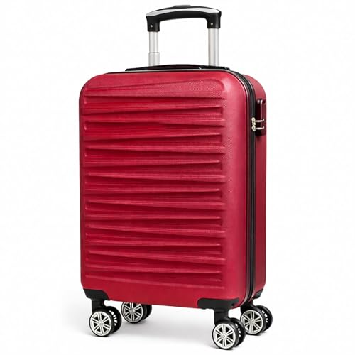 Innoteck 32L Hard Shell Cabin Suitcase, 43x35x20 cm | EasyJet Underseat & Overhead Approved Luggage, Water Resistant | Combination Lock, Detachable 360° Spinner Wheels, Lightweight Carry-On, Burgundy