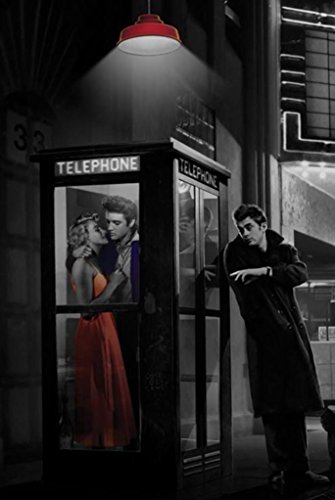 BUY ART FOR LESS Officially Licensed Midnight Matinee Marilyn Monroe/James Dean and Elvis Presley by Chris Consani Art Poster - 36 x 24 Inch - Decorative Print - Poster Paper - Ready to Frame