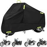 Motorcycle Cover Waterproof Outdoor Storage All Season Dust Sun Rain Protection Night Reflective with Lock-Holes Fits up to 86.6' Motorcycles Tarp Powersports Vehicle Cover