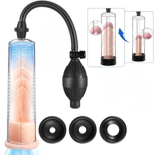 Penis Pump Sex Toys for Men Penis Extender Adult Sex Toys Vacuum Pump, Extend Cock Pump Male Masturbator, Manual Penis Enlarger Toys4mens UK with Cock Ring Stroker, Male Sex Machine Dick Elarger