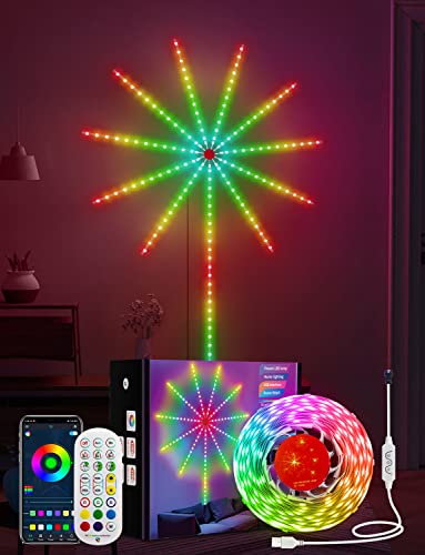 Daymeet Smart Feuerwerk LED-Lichter, RGB Dream Color LED Lichter für Schlafzimmer LED-Lichtleiste mit Fernbedienung Farbwechsel Musik Sound Synchronisation, Licht für Schlafzimmer, Weihnachten