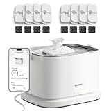 PETLIBRO Upgrade Cat Water Fountain + 8 Packs Filters, Dockstream 2 Smart App Monitoring Pet Water Fountain for Cats Indoor, 3L/101oz Cat Fountain Stainless Steel Tray for Drinking, 5G WiFi