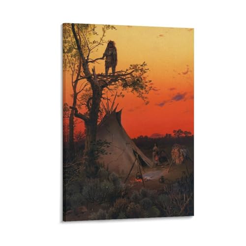 On The Lookout. - A Ute. Camp, Utah by Thomas·Moran Canvas Poster Wall Art Picture Prints Hanging Photo Gift Idea Decor Home Posters Artworks 20x30inch(50x75cm)