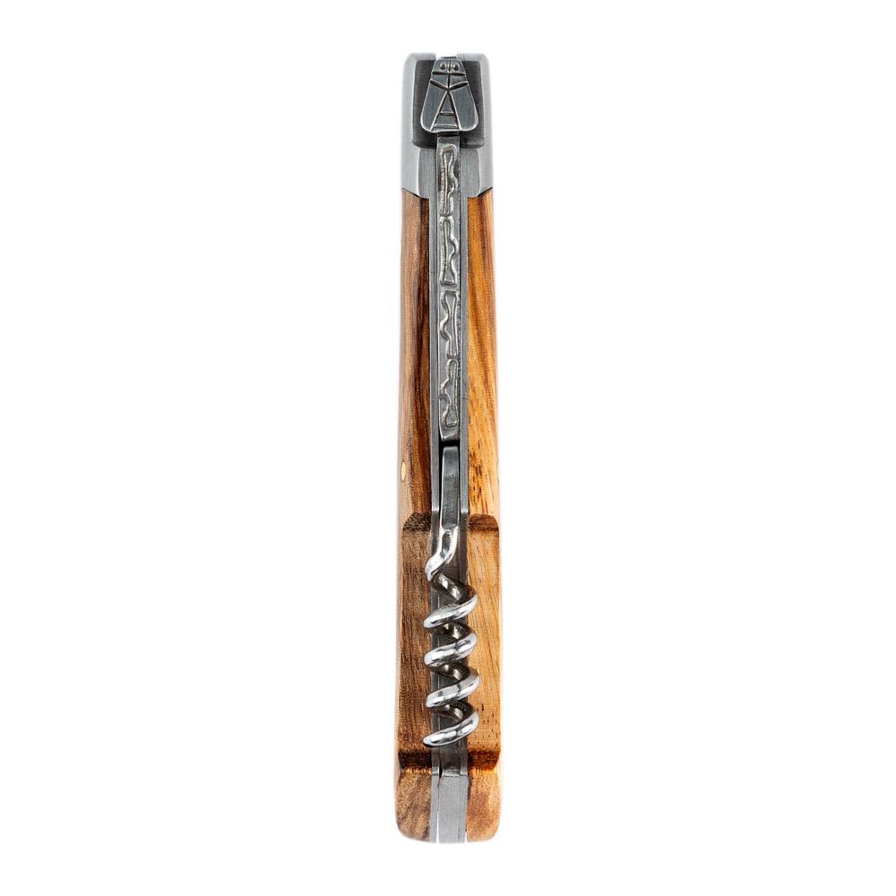 Couteau de poche personnalisé – Tire bouchon, manche en frêne et gravure sur lame – Cadeau personnalisé homme fête des pères, anniversaire ou Noel