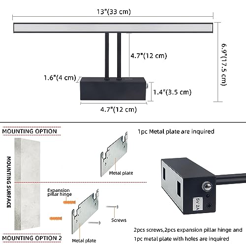 Image of Picture Light,Battery Art Lights for Wall,Wireless Remote Painting Light with Timer and Dimmable,13 inchMetal Display Lighting for Artwork,Portrait,Gallery-Black