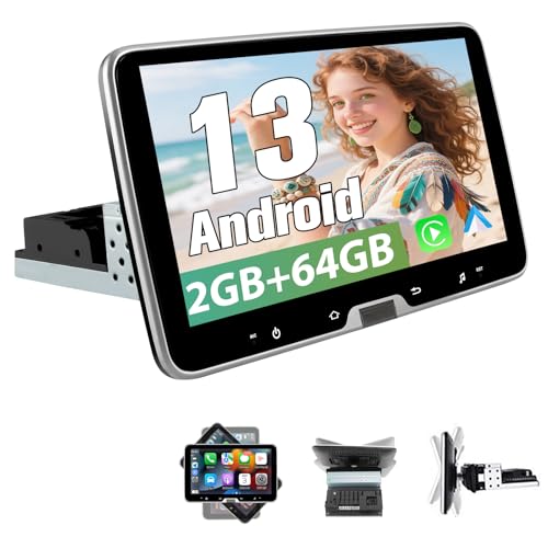 AWESAFE Android 13.0 [2GB+64GB] Radio de Coche 1 DIN Universal con Pantalla Táctil Giratoria de 10.1 Pulgadas, con Carplay/AndroidAuto/Mandos de Volantes/WiFi/GPS (2G+64G con knob)