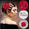 Broche à Fleurs, Grande Broche à Fleurs de Rose de 10 cm Broche à Fleurs en Satin Épingles à Fleurs de Couleur Unie pour Femmes Accessoires de Vêtements de Bal de Mariage (Rose Rouge) #3