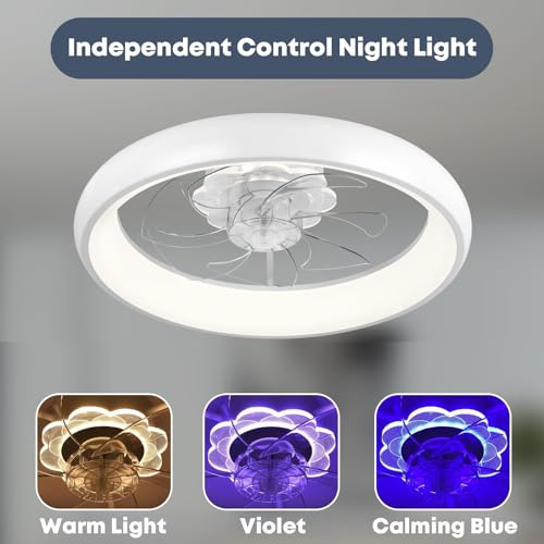 Fszdorj 20'' Ceiling Fan with Light and Remote,White Low profile Fandelier by Fszdorj - Used condition - Image 2