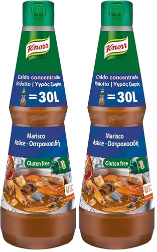 Knorr 29603001 Caldo Liquido Concentrado Marisco sin Gluten - Botella 1L (el paquete puede variar) (Paquete de 2)