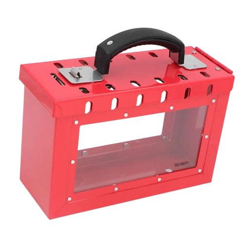 Lockout Tagout Group Lock Box, Rot Tragbare Lockout Tagout Box Loto Box Group Safety Lock Box, Rote Vorhängeschlossbox mit 12 Verriegelungslöchern, für LOTO-Verfahren