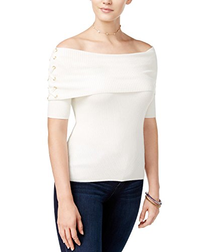 XOXO Juniors Ribbed Off The Shoulder Sweater Cream M
