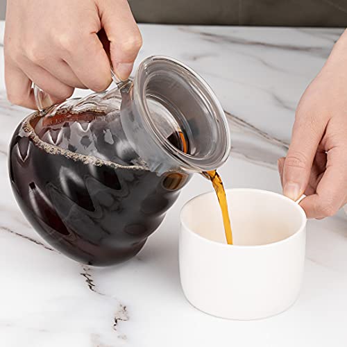 Restaurantware Restpresso 22 Ounce Coffee Carafe, 1 Insulated Coffee Server - Push-Button Top, Wide Spout, Clear Glass Coffee Pitcher, Built-In Handle, Leakproof #TOP5
