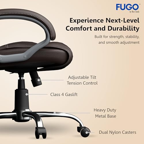 Image of FUGO FG10 Orthopedic Boss Chair with 3 Year Warranty | Leatherette Office Chair | Ergonomic Executive Chair with Spacious Cushioned Seat | Heavy Duty Metal Base | Rocking Function (Brown)