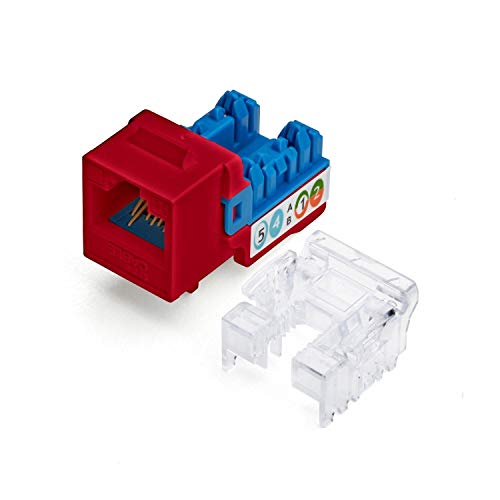 TRUE CABLE Cat5e Keystone Jack, Unshielded (UTP), 90 Degree Punch-Down, PoE++ (4PPoE) 100W, UL Listed, ETL Verified, ANSI/TIA Certified, Modular RJ45 Female, Red, 24 Pack by TRUE CABLE - Used condition - US$7.13