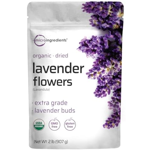 Organic Dried Lavender Flowers Tea, 2lbs | Culinary Lavender from France for Herbal Tea, Home Fragrance & Sachets| Premium Grade Loose Lavender Buds | Non-GMO, No Sugar, Eco-Friendly Recyclable Bags