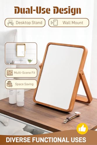 Espejo para maquillaje rectangular de bambú Tumecos miniatura 3