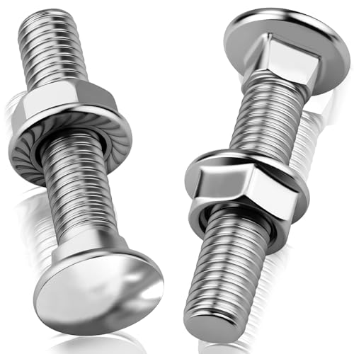 ddckj Lot de 25 Boulon Tete Ronde Collet Carré M6 × 40 Boulons de Carrosserie avec Écrou Hexagonal à Bride pour Bricolage, Automobile et Charpente...