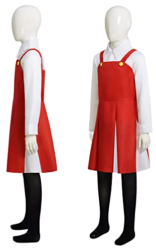 Pinom Girls Eri Cosplay Costume Red Dress With Wig Suspenders Skirt Eri Outfits Halloween Uniform (Full Set With Wig, Medium) #TOP1