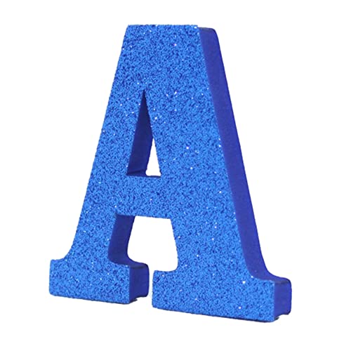 LEVEN Letras Números Símbolos Decorativos para Manualidades de Goma EVA (7,5cm Altura - 1cm Grosor) - Figuras Grandes Infantiles con Purpurina para Cumpleaños Bodas - A - AZUL PURPURINA