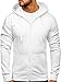 Produktbild BOLF Herren Kapuzenpullover Hoodie Sweatshirt mit Kapuze Reißverschluss Pullover Pulli Langarmshirt Freizeit Sport Fitness Outdoor Casual Style 2008 Weiss M [1A1]