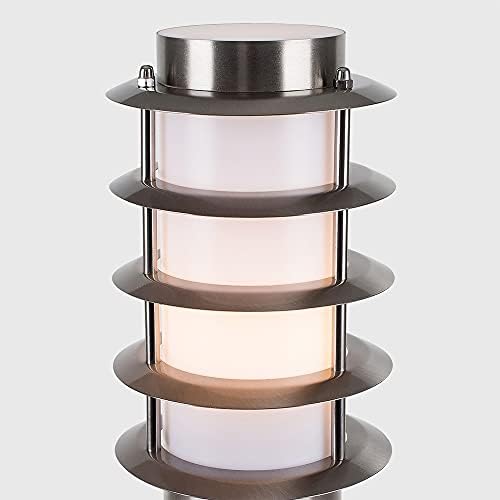 MiniSun Modern Outdoor Stainless Steel 1 Metre Tall Bollard Lantern Light Post - Complete with a 4w LED Candle Bulb [3000K Warm White]