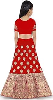 ROYAL LASS Girl's Satin KD Designer Heavy Work Semi-stitched Lehenga Choli Indian Etheric Wear, 2-16 Years