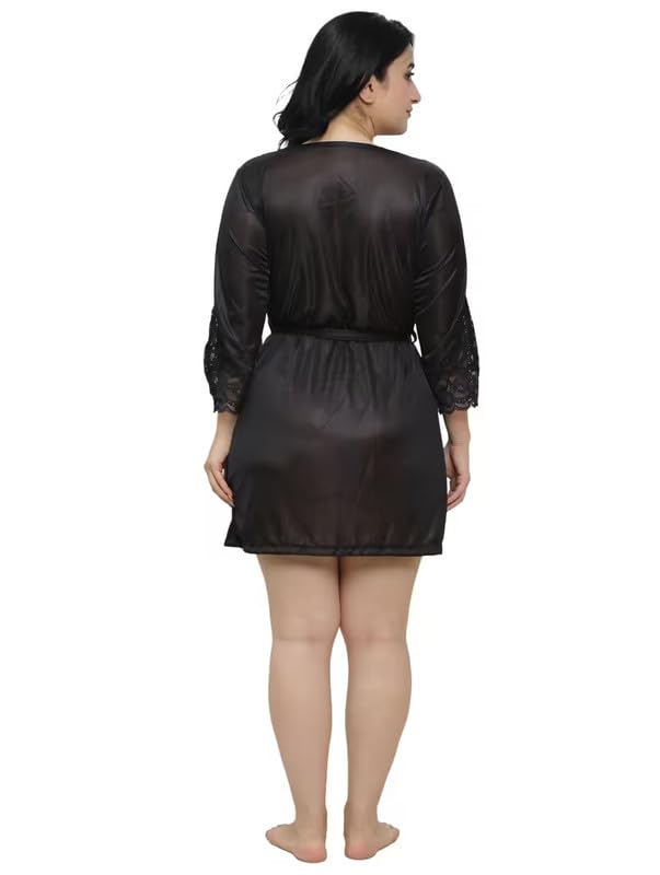 Image of Stylish Women Satin Robe Nighty with Bikini Combo Nightwear S-3XL