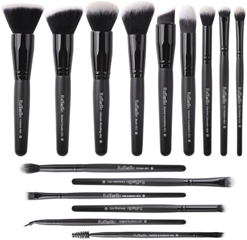Raffaello Makeup Brushes 15Pcs Makeup Brush Set Premium Synthetic Bristles