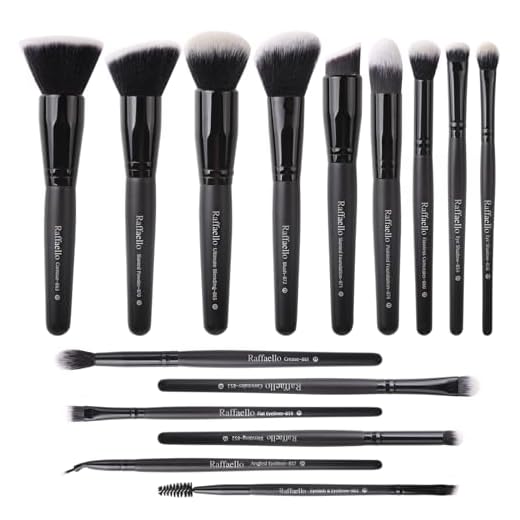 Raffaello Makeup Brushes 15Pcs Makeup Brush Set Premium Synthetic Powder Foundation Contour Blush Concealer Eye Shadow Blending Liner Make Up Brush Kit