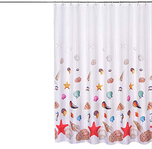 Ao Blare Sea Shells Shower Curtain Shells Starfish Conch Elements Of The Marine Theme Polyester Fabric Bathroom Shower Curtain With Hooks 72 X 72 Inches #TOP2