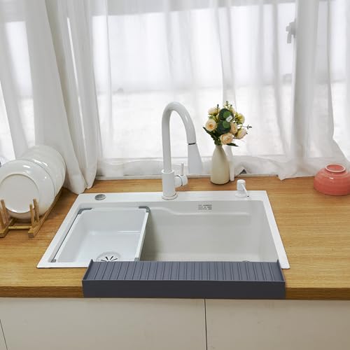 Polpcygne Silicone Sink Edge Protectors For Kitchen Sink Splash Guard, Kitchen Sink Splash Guard, Silicon Sink Protector For Granite,Quartz - Gray by Polpcygne - Image 5