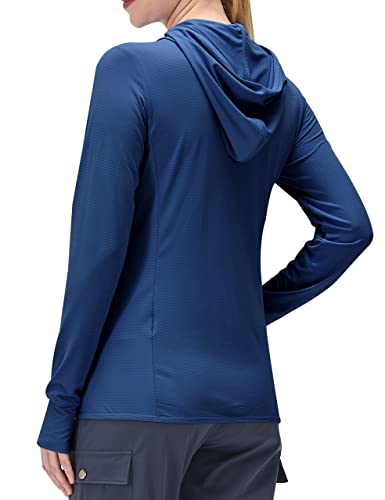Ezrun Women's Upf 50+ Uv Sun Protection Clothing Spf Long Sleeve Sun Shirt For Women With Pocket Hiking Outdoor Jacket Navy Blue #TOP1