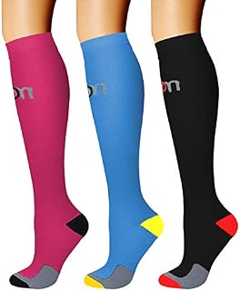 CHARMKING Compression Socks (3 Pairs) 15-20 mmHg is Best Athletic & Medical