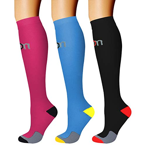 CHARMKING Compression Socks (3 Pairs) 15-20 mmHg is Best Athletic & Medical